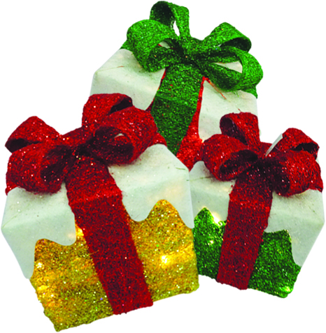 Light-Up Snowy Gift Box Set, 15-25cm