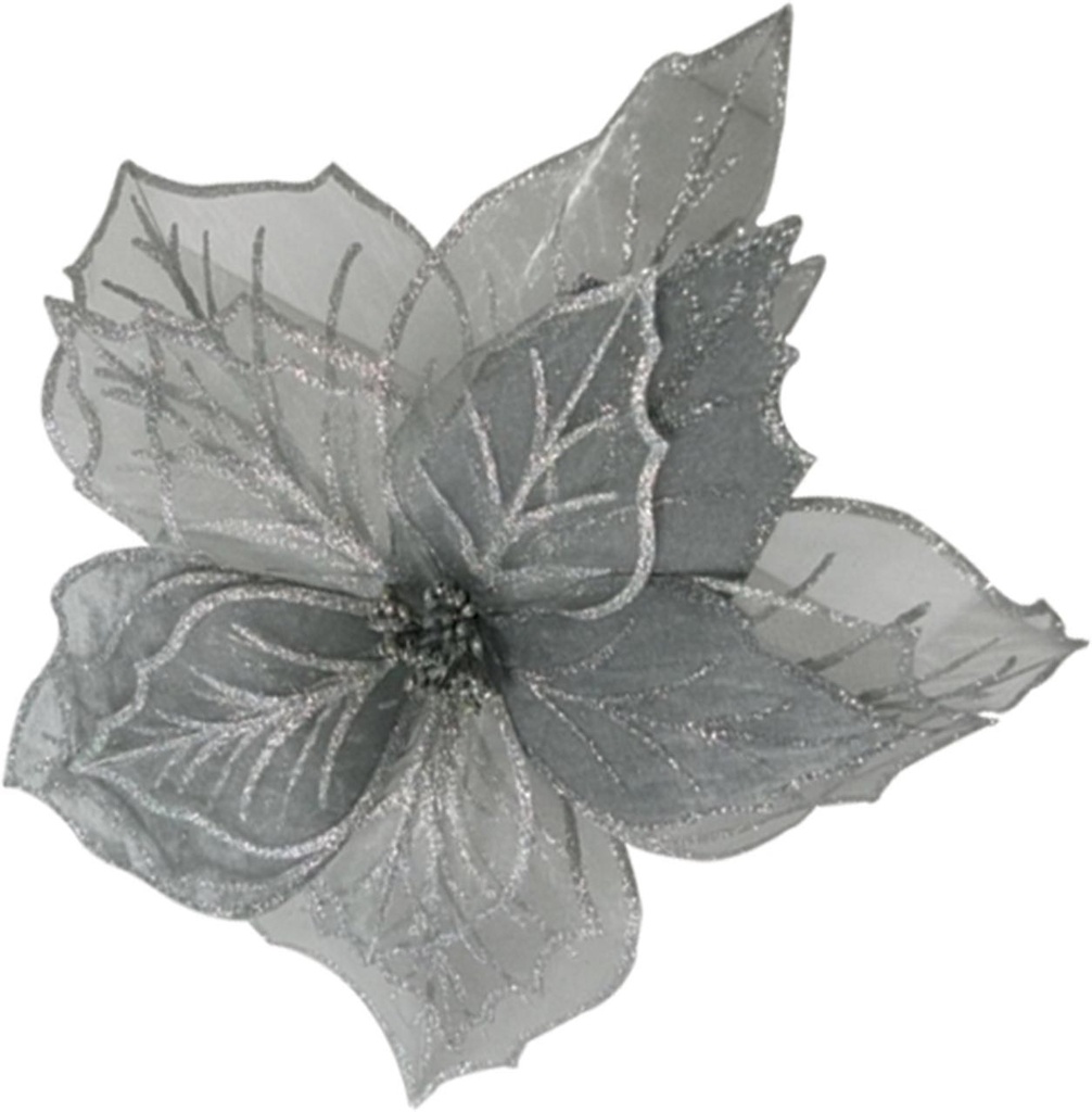 Artificial Poinsettia Glitter Vein, 57cm