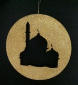 Glittered Moon with Mosque Cut Out, 38cm