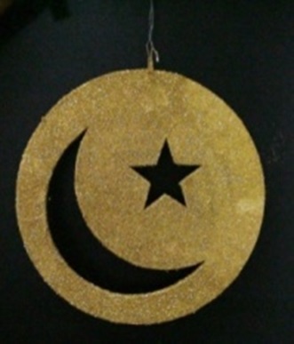 Glittered Acrylic Moon with Crescent And Star Cutout, 28cm