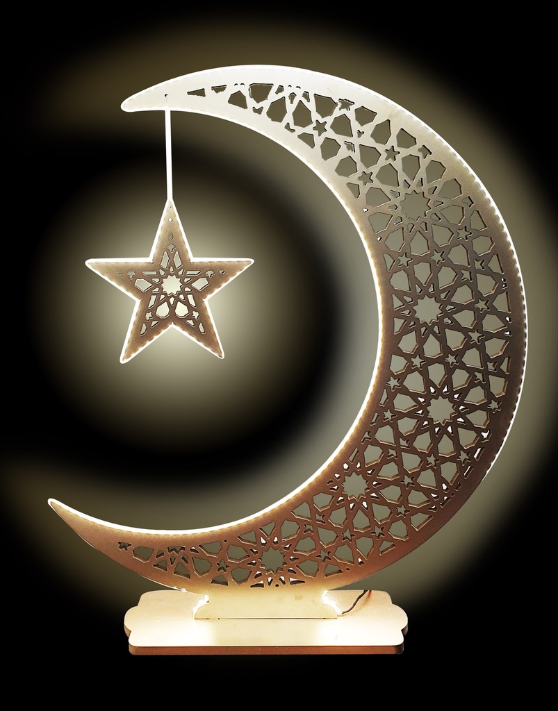 Illuminated Crescent Star Centerpiece, 1m