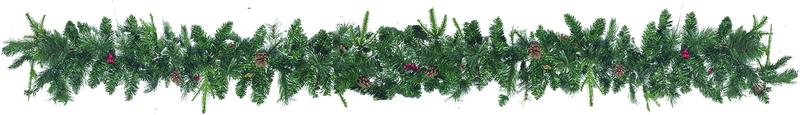 Glittered Garland with Berries and Pinecones, 9' x 10"