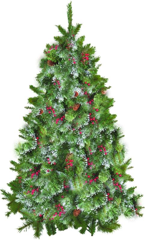 Snow-tipped Tree with Pinecones and Berries, 7'