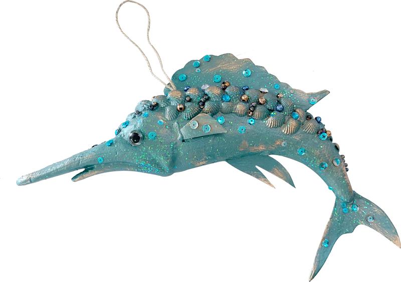 Sequin Billfish Ornament, 31cm