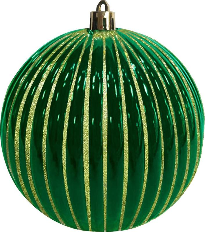 Ribbed Glitter Bauble, 10cm