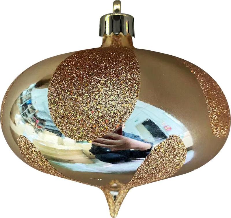 Glittered Oval Panel Drop, 15cm
