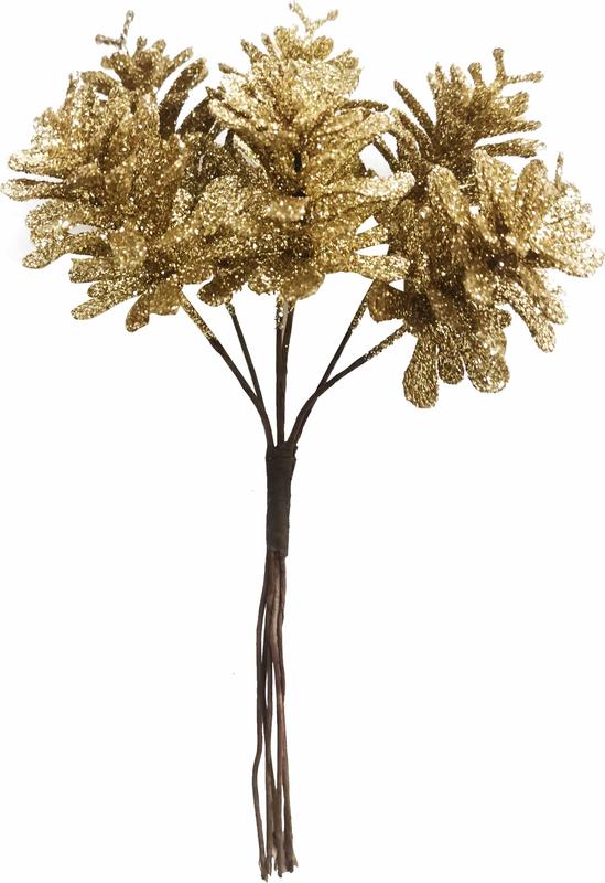 Glittered Pinecones Stalk, 3.5cm