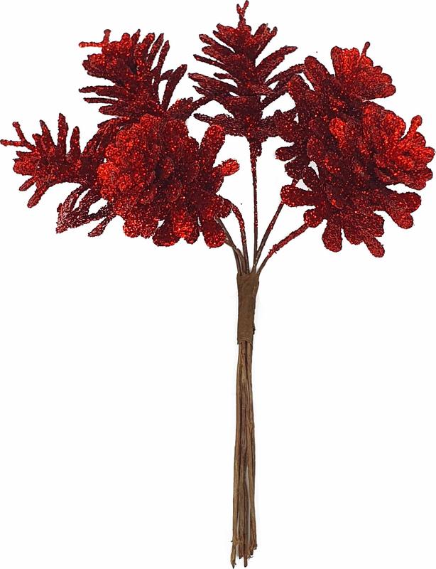 Glittered Pinecones Stalk, 3.5cm
