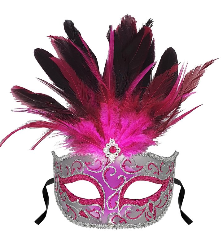 Feather Mask Floral Crest Plume