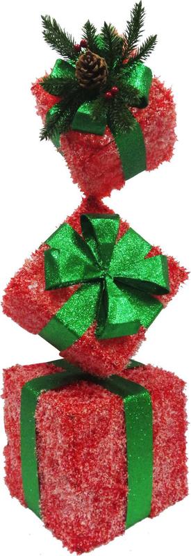 Gift Box Tinsel Tower, 15-25cm