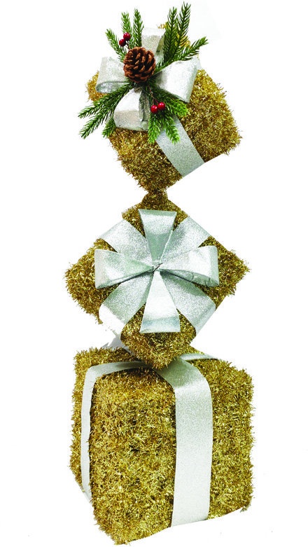 Gift Box Stack Tinsel Sprig, 15-25cm