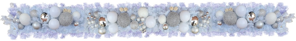 Decorated White Garland, 9' x 10"