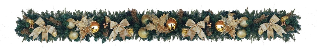 Decorated Garland Champagne Poinsettia, 9' x 10"