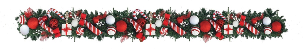 Decorated Garland Peppermint Candy, 9' x 10"