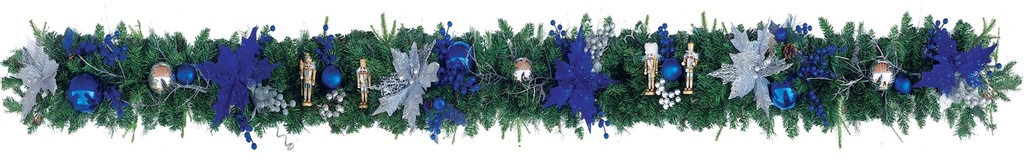 Decorated Garland Nutcracker Blue, 9' x 10"