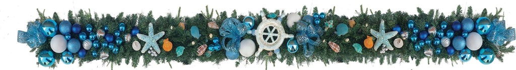 Decorated Garland Coastal Starfish, 9' x 10"
