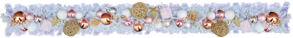 Decorated White Garland, 9' x 10"