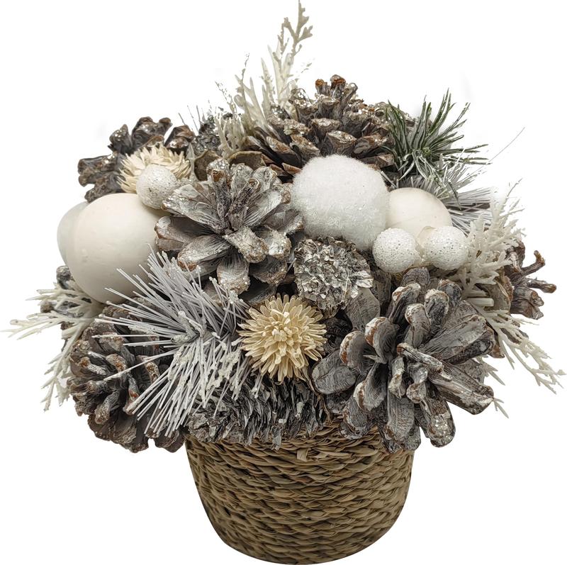 Pinecone Frosted Floral Centerpiece, 19cm
