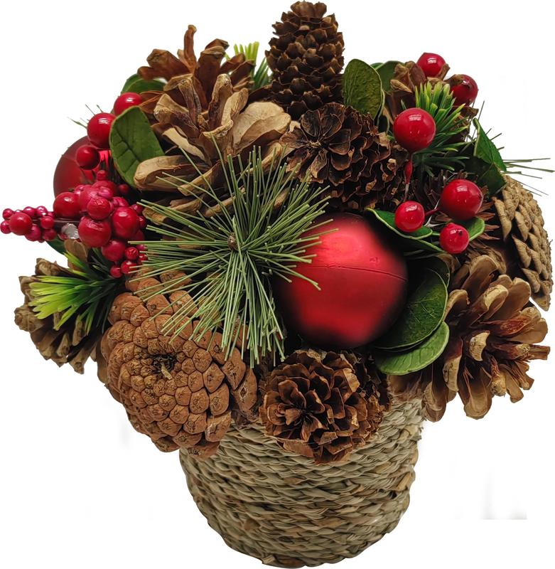 Pinecone Berry Bauble Centerpiece, 19cm