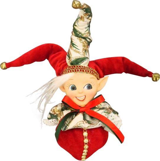 Holly Print Hanging Jester, 30cm