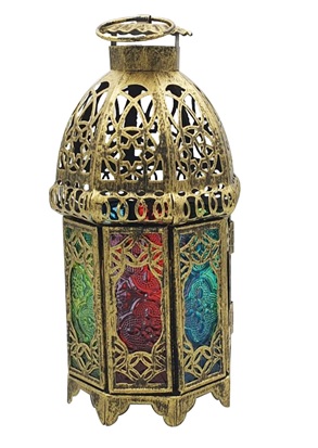 Brushed Lantern With Filigree Dome, 20cm