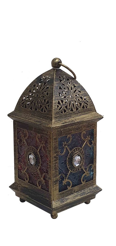 Brushed Lantern With Oval Medallion, 20cm