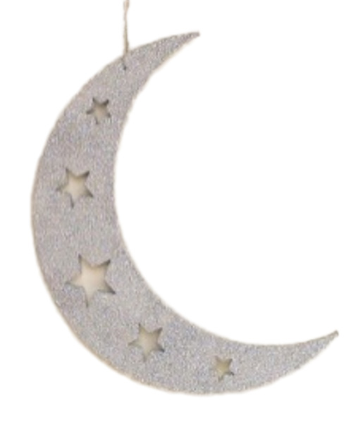 Glittered Acrylic Crescent with Stars Cutout, 38cm