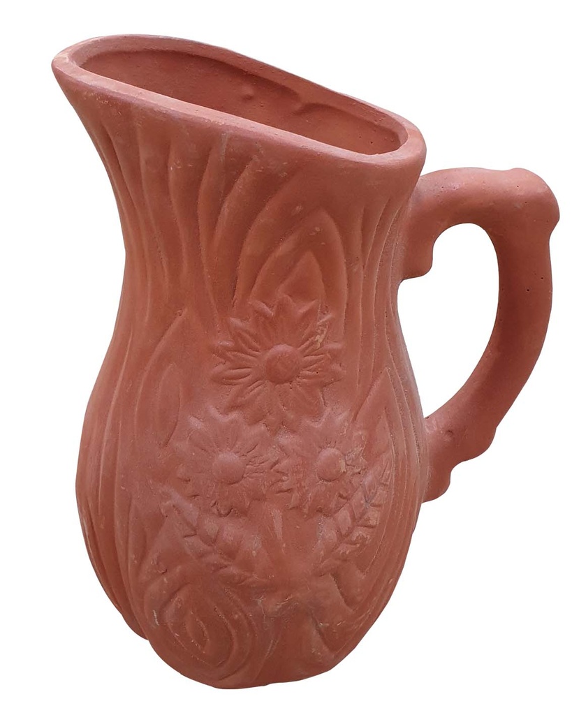Traditional Arabic Embossed Pitcher Clay Pot, 26cm