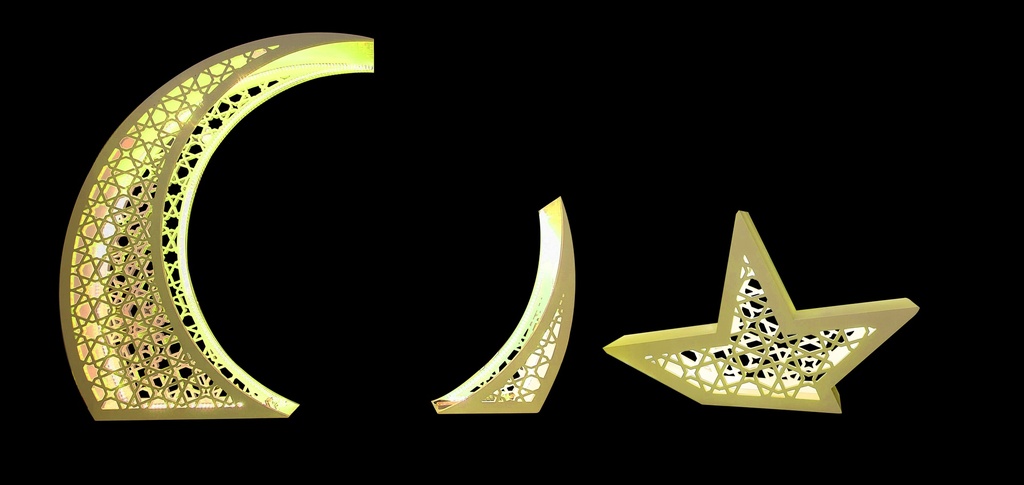 Wooden Crescent And Star, 1.7m