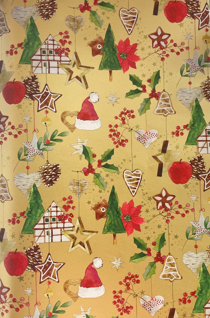 Printed Gift Wrap Rustic Ornaments, 10m