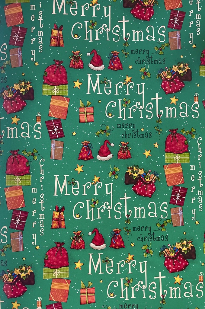 Printed Gift Wrap Merry Christmas, 10m