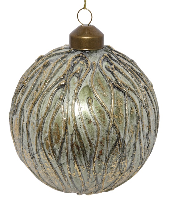 Glass Ball, Ribbed Mercury, 10cm