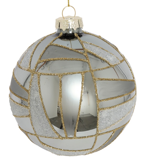 Silver Mosaic Ball, 10cm