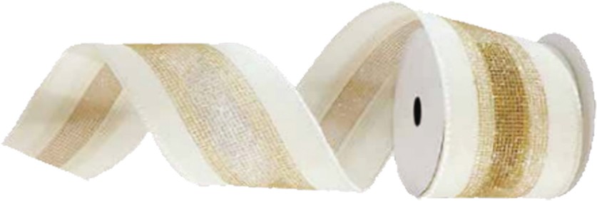Burlap Ribbon Gold Stripe, 9.1m