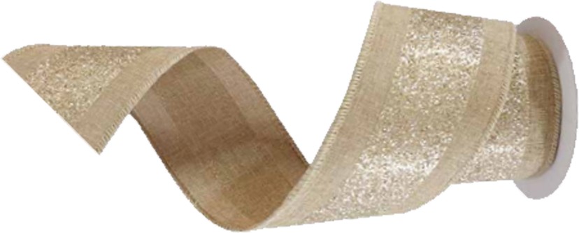 Burlap Ribbon Glitter Centre, 9.1m