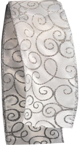 Satin Ribbon Glitter Scroll, 9.1m