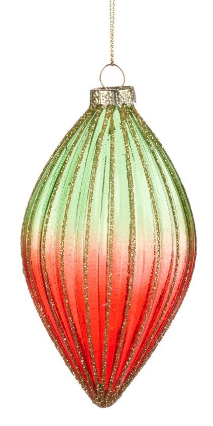 Ribbed Glass Bauble, 12cm