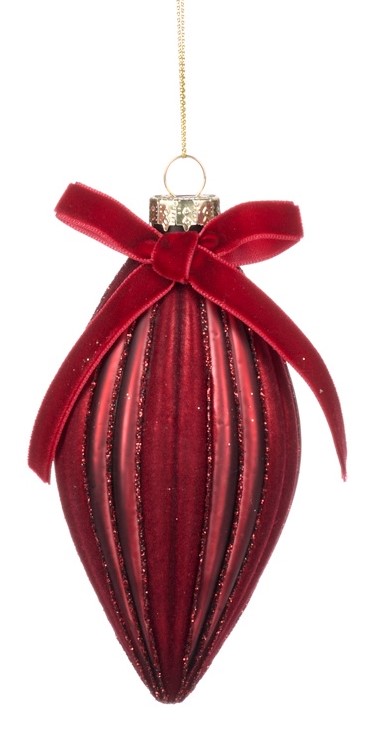Ribbed Glass Bauble, 12cm