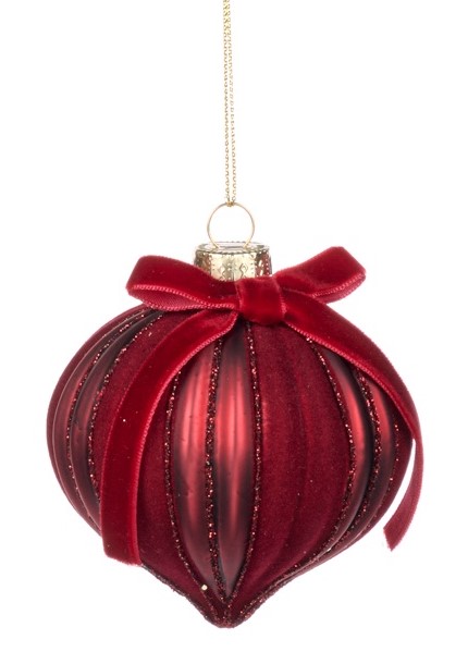 Ribbed Glass Bauble, 6cm