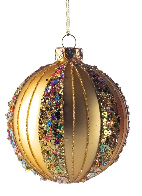 Sequined Glass Baubles, 8cm