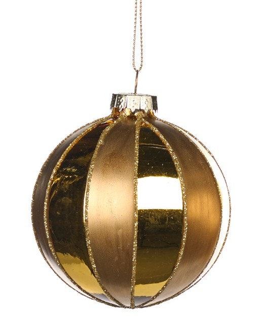 Striped Glass Bauble, 8cm