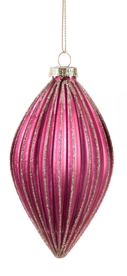 Ribbed Glass Bauble, 12cm
