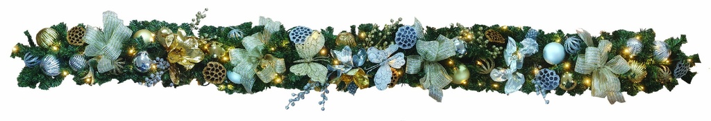 Decorated Lighted Garland, 9'