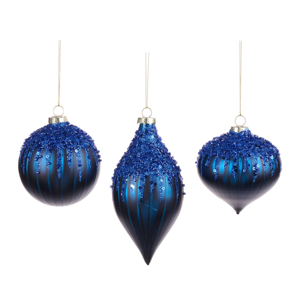Sequined Glass Icicle Drip Set, 8-12cm