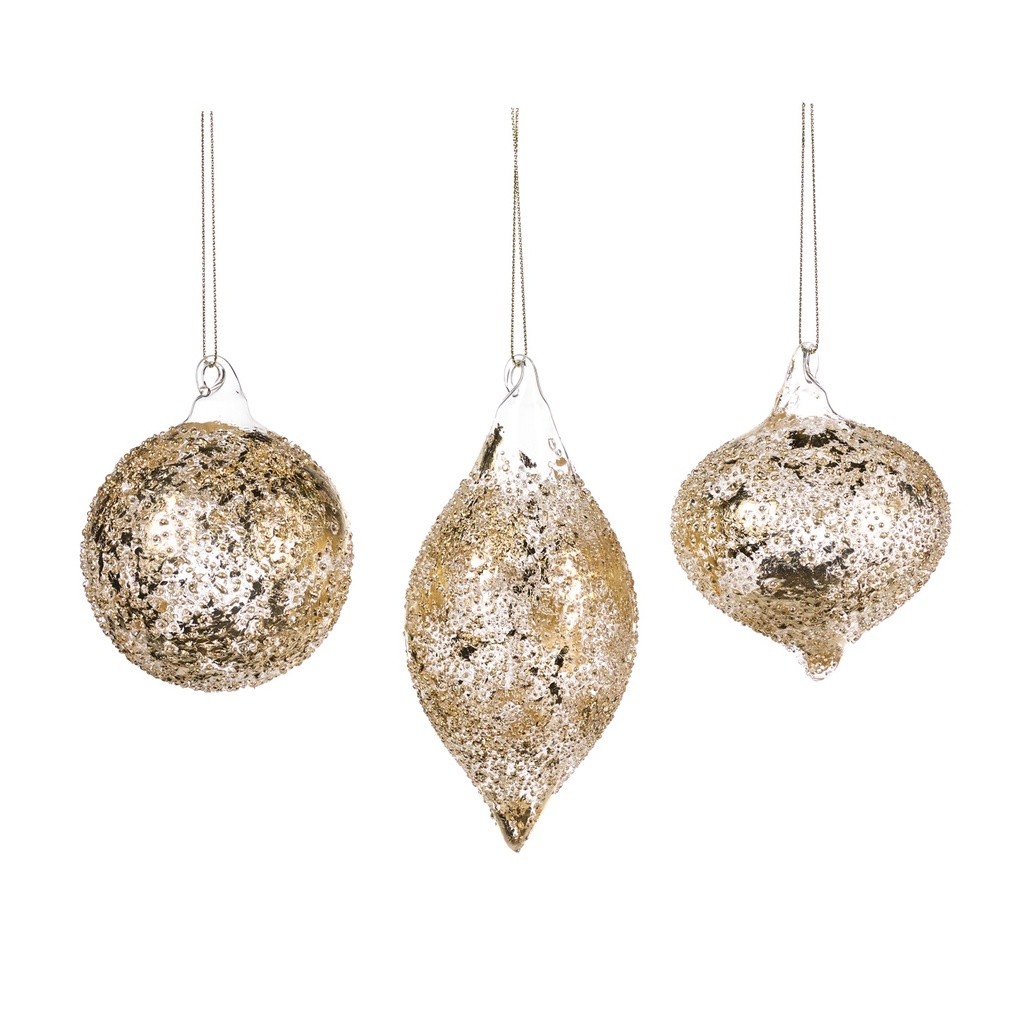 Textured Glass Ornaments, 8-12cm