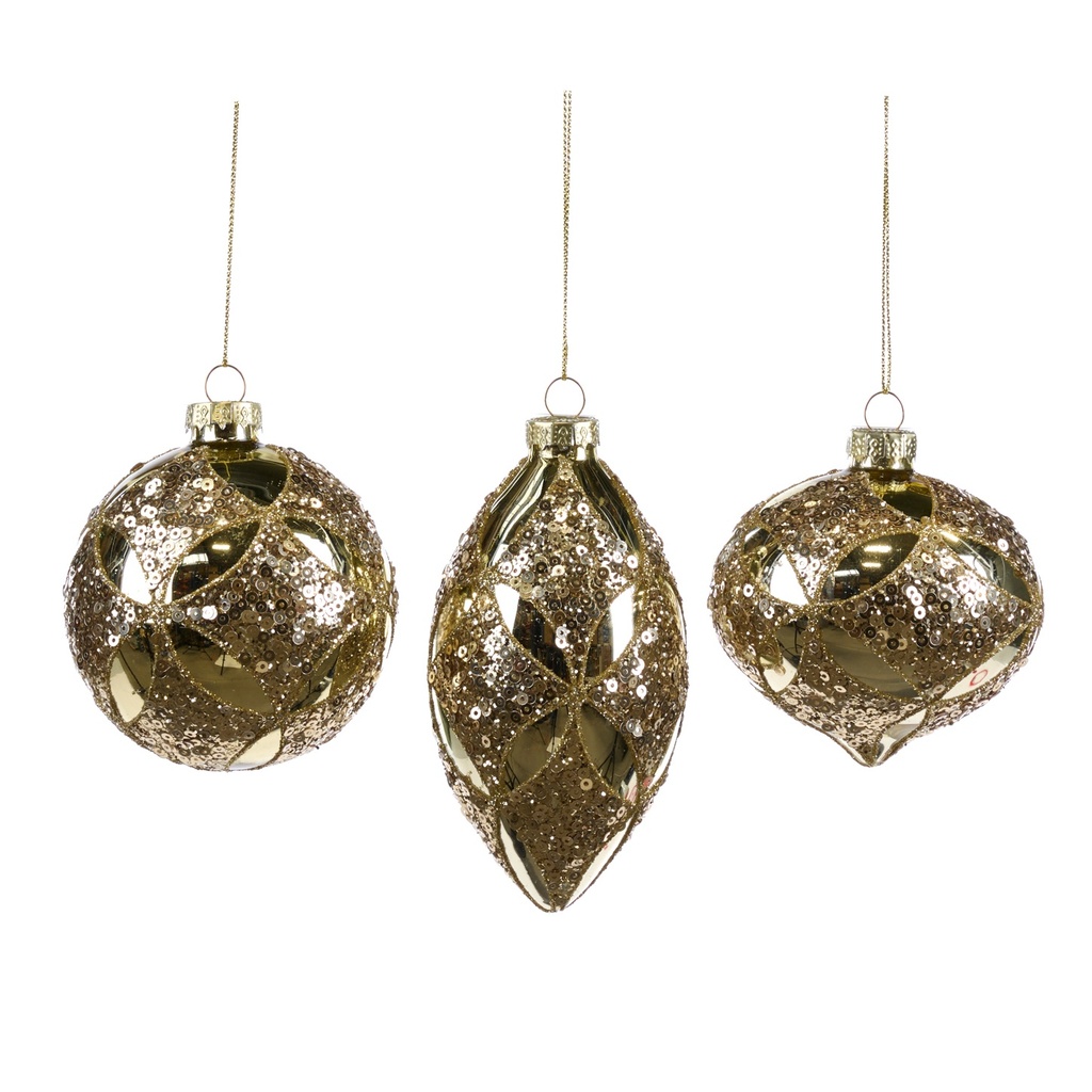 Sequined Glass Star Lattice Set, 8-12cm