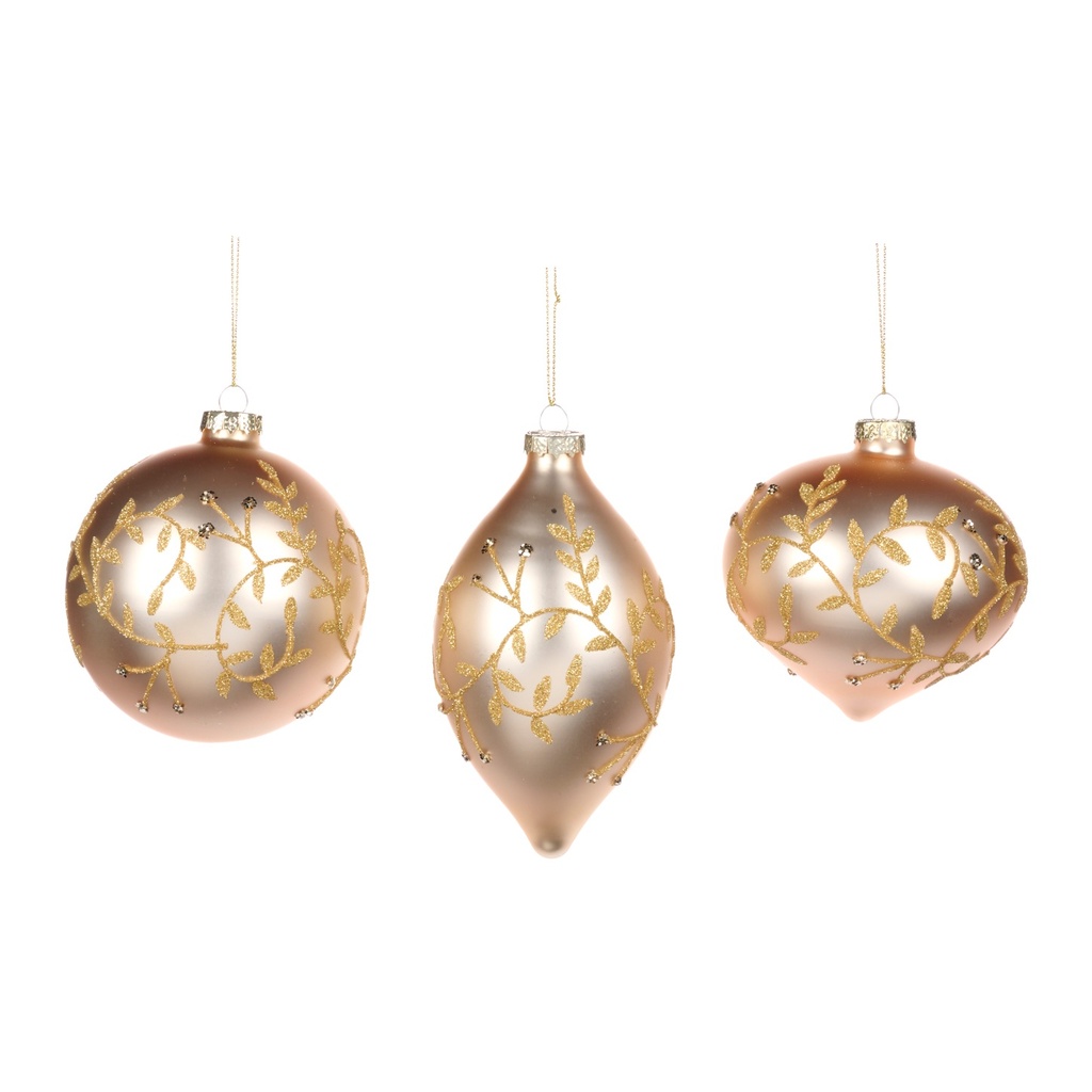 Glittered Vine Glass Set, 10-15cm