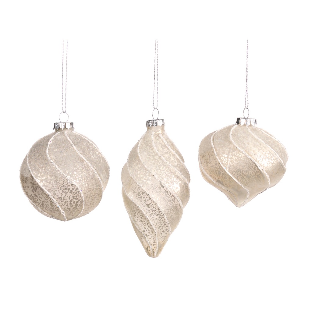 Swirl Glass Ornament Set, 8-12cm