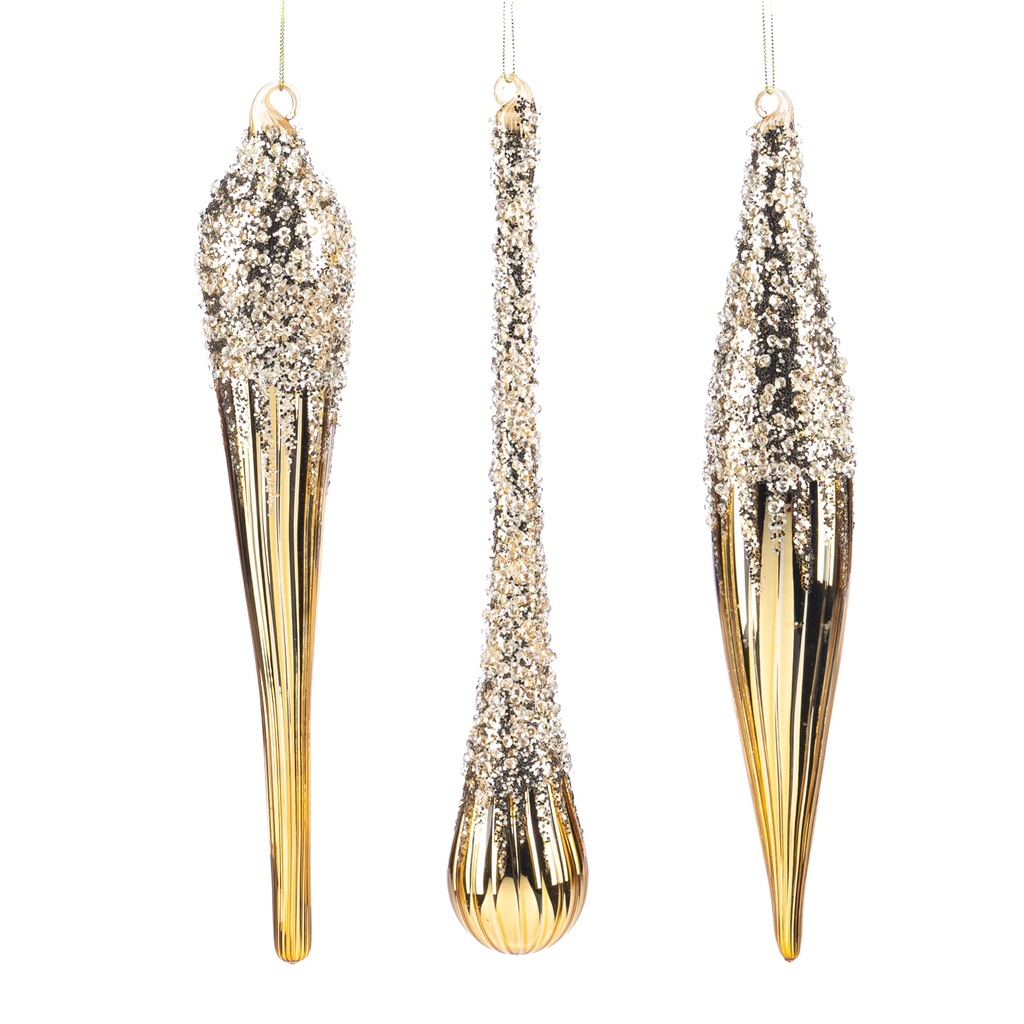 Studded Glass Icicle Set, 30cm