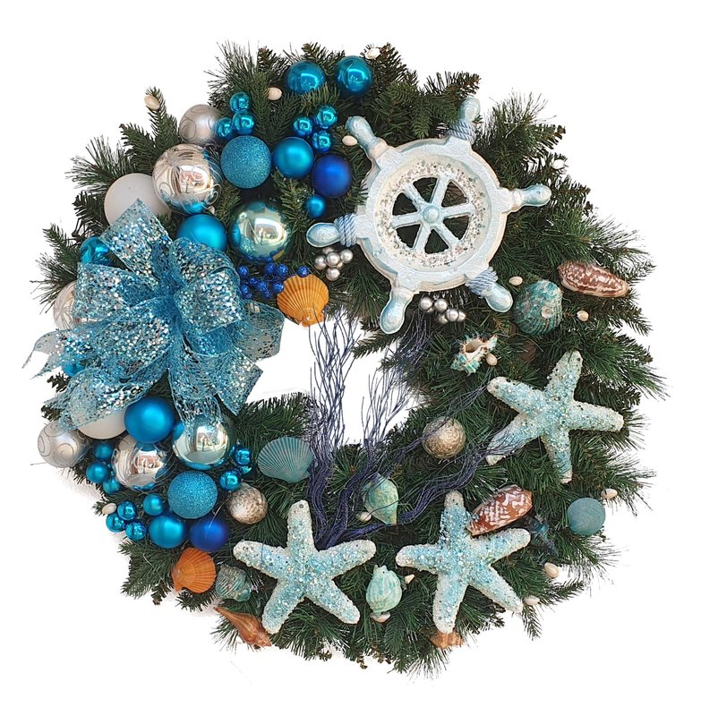 Decorated Wreath Coastal Wheel, 30"